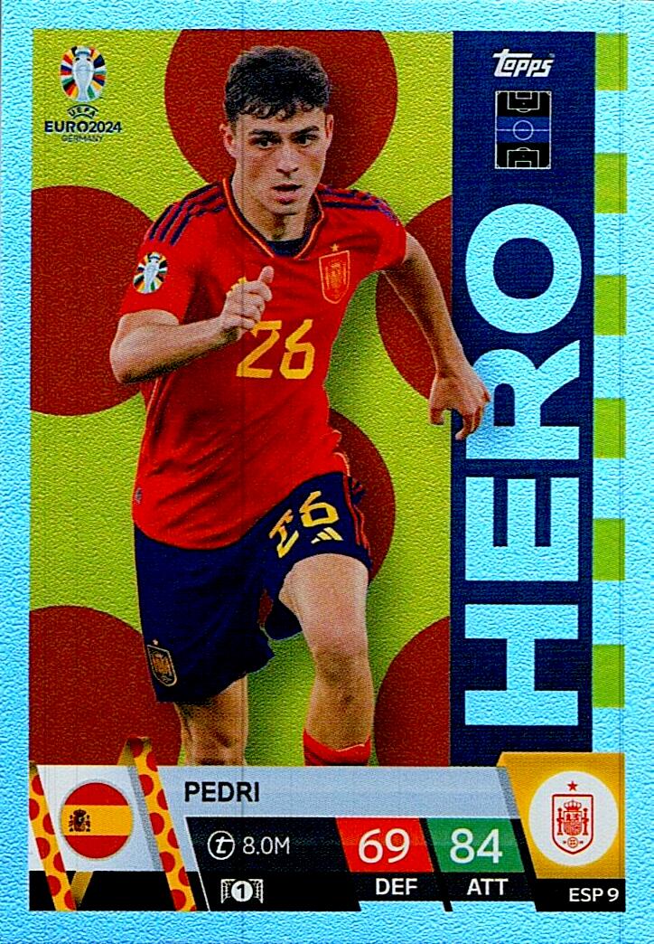TOPPS MATCH ATTAX UEFA EURO 2024 PEDRI ESPAÑA NºESP9 HERO