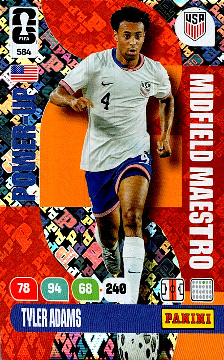 ADRENALYN WORLD CUP 2026 TYLER ADAMS MIDFIELD MAESTRO Nº584