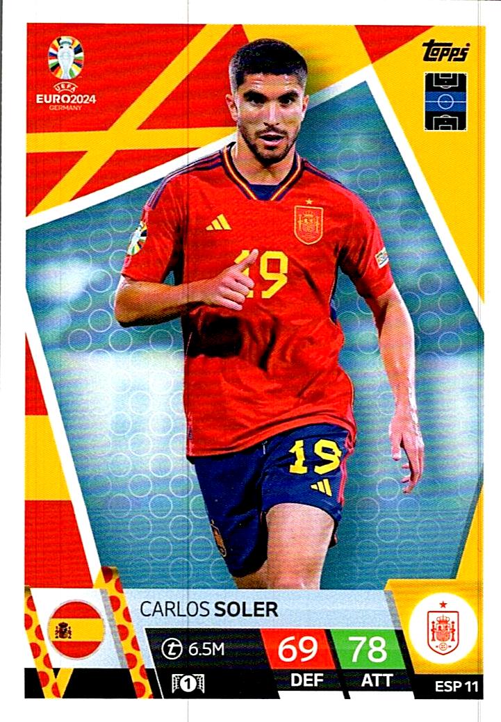 TOPPS MATCH ATTAX UEFA EURO 2024 CARLOS SOLER ESPAÑA NºESP11