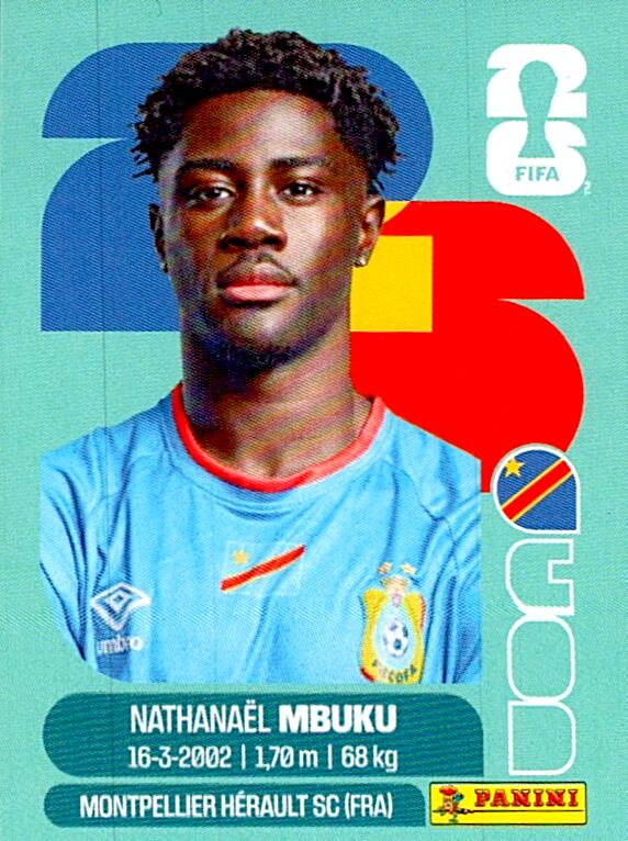 STICKERS FIFA WORLD CUP 2026 NATHANAËL MBUKU NºCOD 20