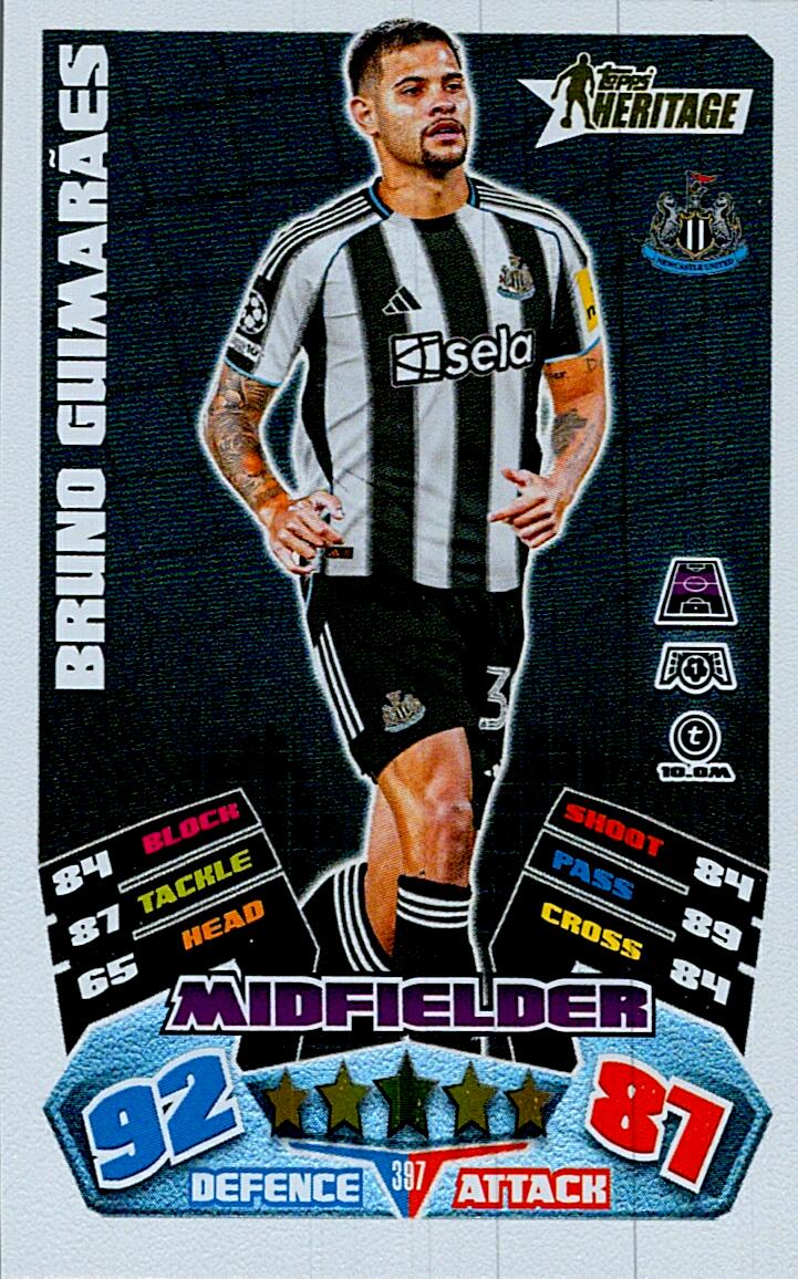 MATCH ATTAX CHAMPIONS LEAGUE 2025/2026 BRUNO GUIMARAES TOPPS HERITAGE Nº397