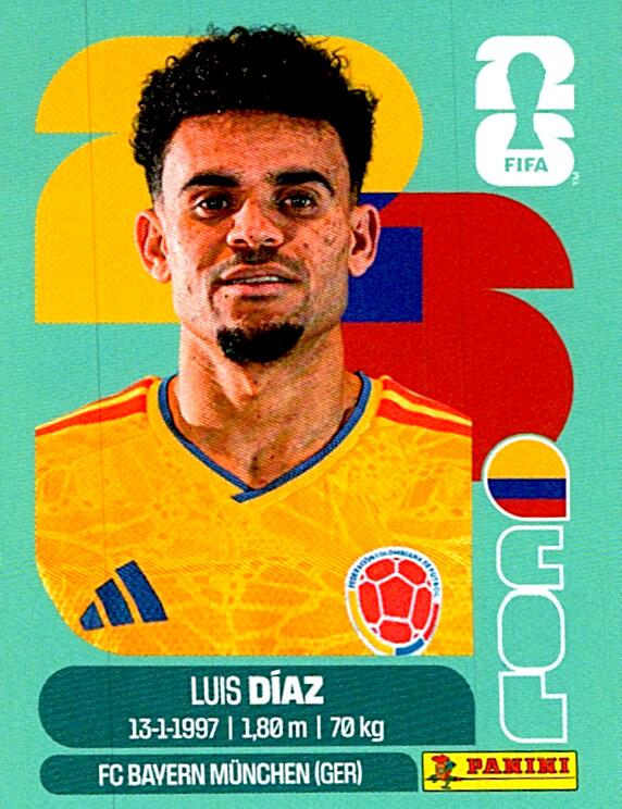 STICKERS FIFA WORLD CUP 2026 LUIS DIAZ NºCOL 20