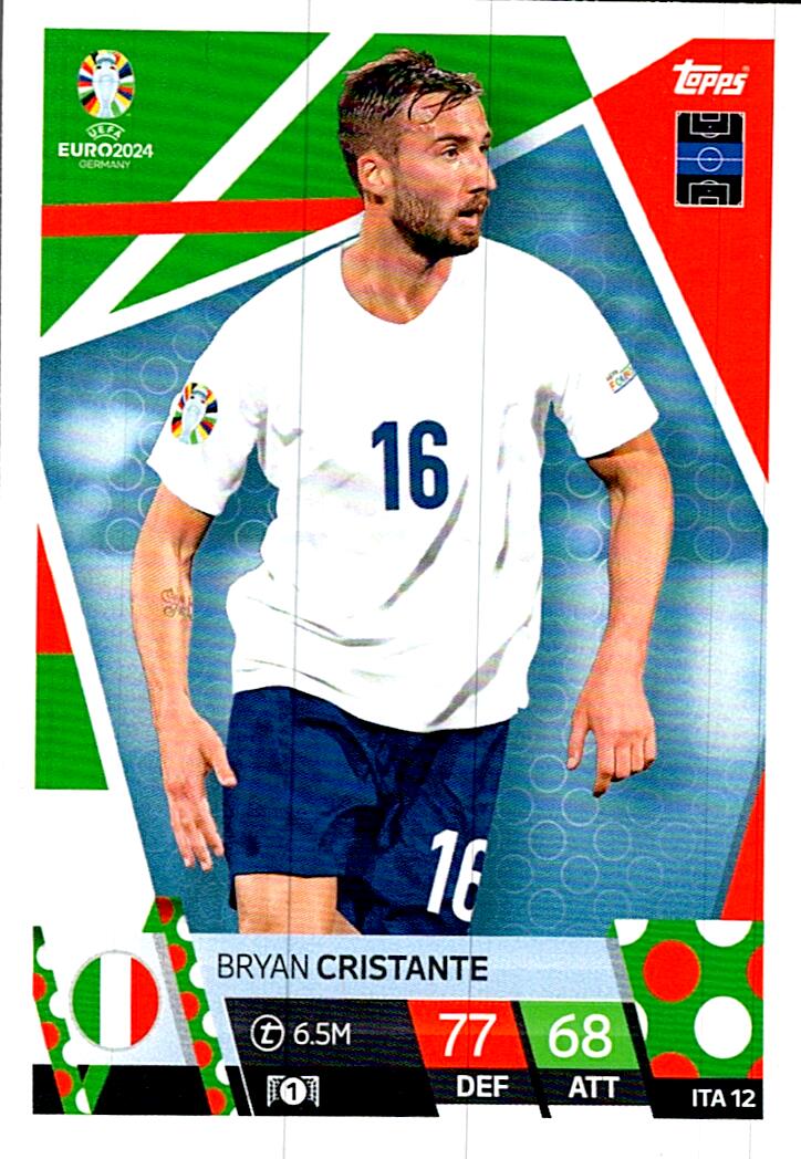 TOPPS MATCH ATTAX UEFA EURO 2024 BRYAN CRISTANTE ITALIA NºITA12