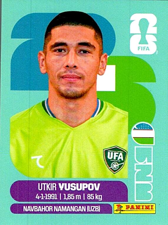 STICKERS FIFA WORLD CUP 2026 UTKIR YUSUPOV NºUZB 2