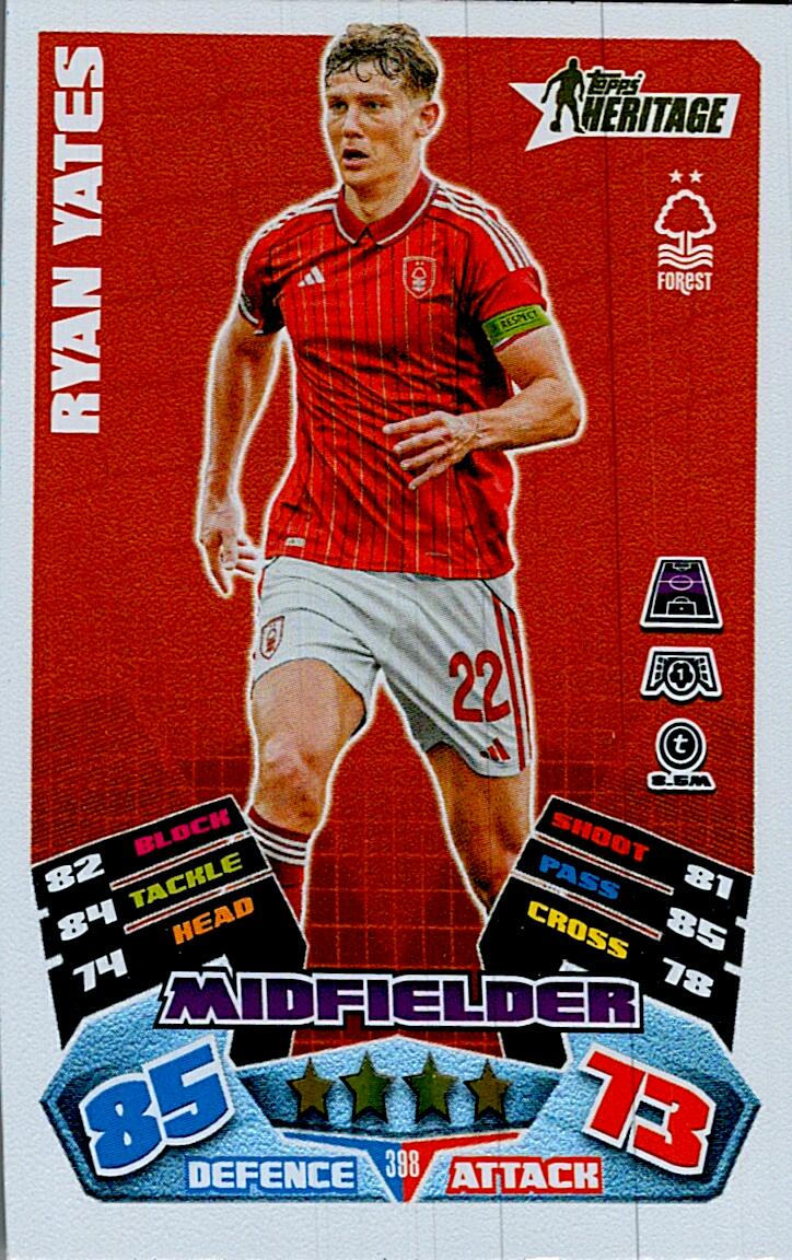 MATCH ATTAX CHAMPIONS LEAGUE 2025/2026 RYAN YATES TOPPS HERITAGE Nº398