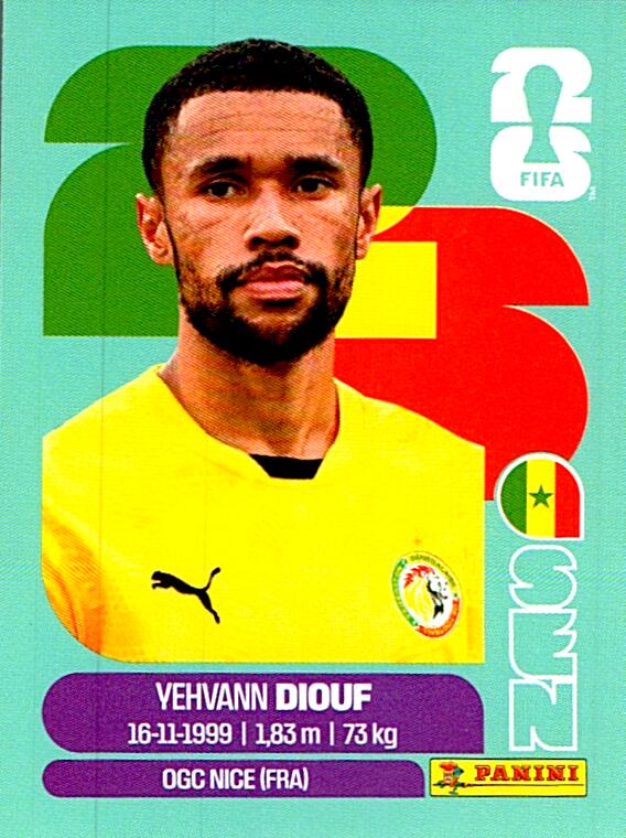 STICKERS FIFA WORLD CUP 2026 YEHVANN DIOUF NºSEN 3