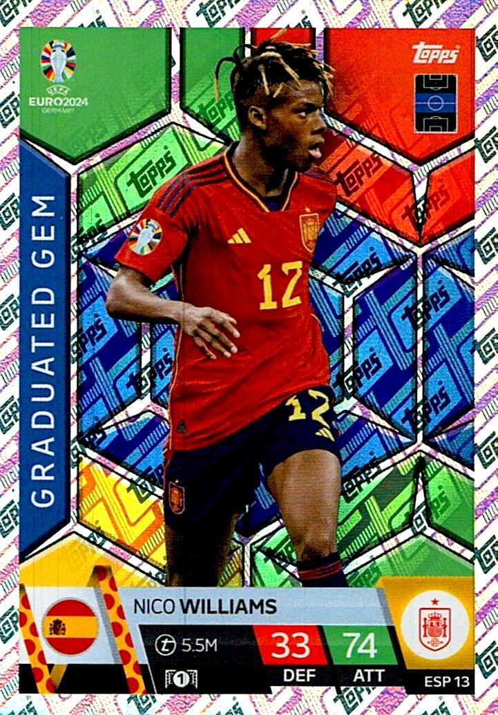 TOPPS MATCH ATTAX UEFA EURO 2024 NICO WILLIAMS ESPAÑA NºESP13 GRADUATED GEM