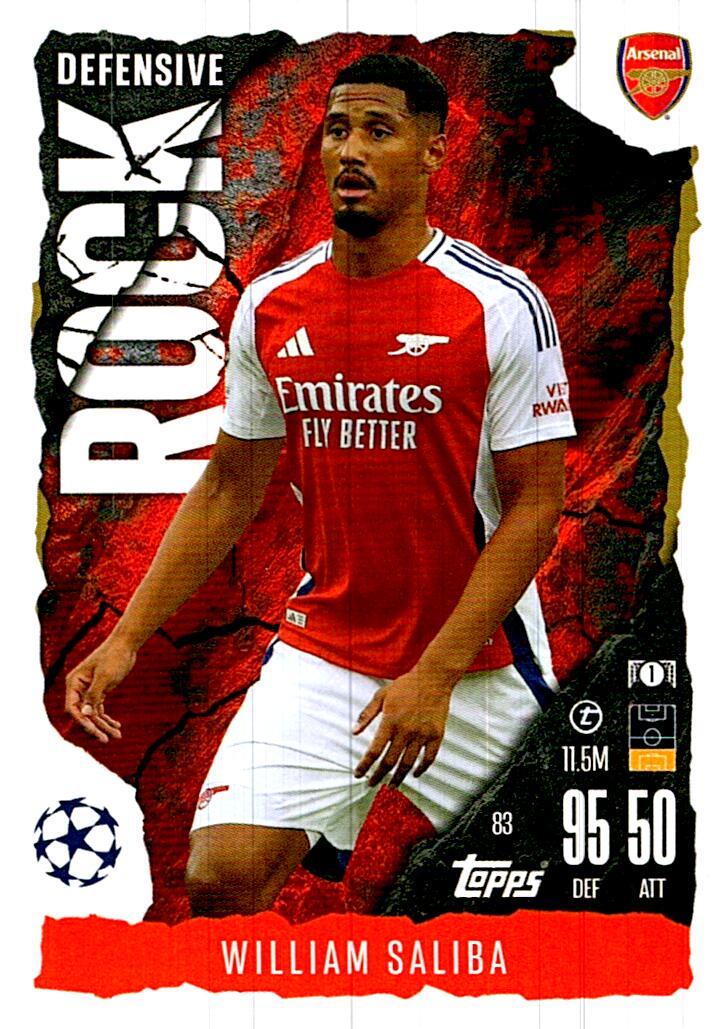Match Attax Extra 2025 William Saliba Defensive Rock nº83