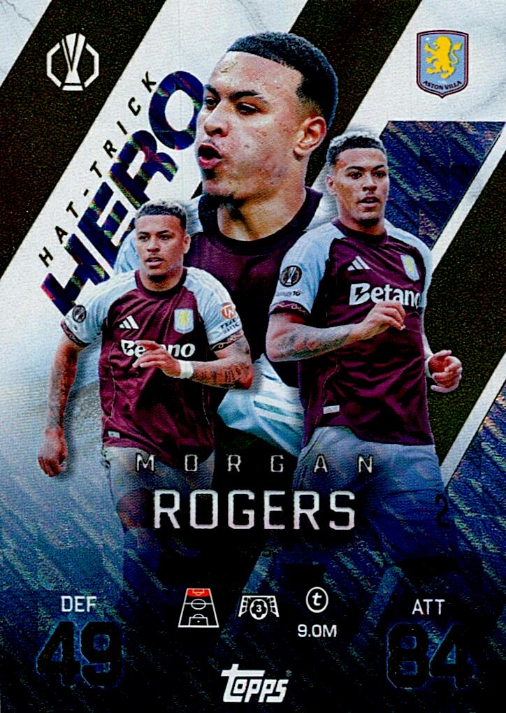 TOPPS MATCH ATTAX EXTRA 2025/26 MORGAN ROGERS HAT-TRICK HERO Nº255