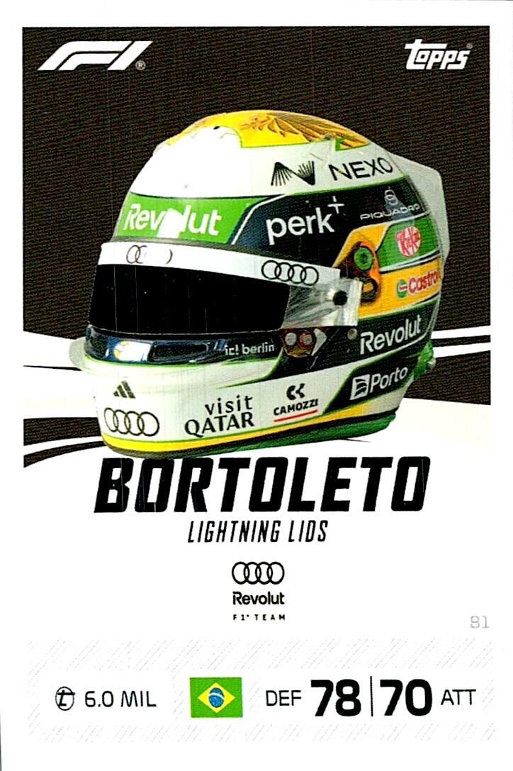 TURBO ATTAX FORMULA 1 2026 GABRIEL BORTOLETO Nº81