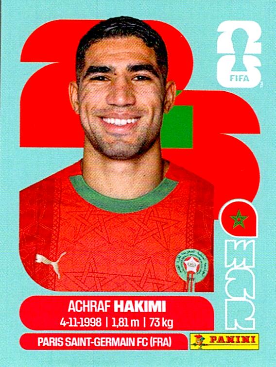 STICKERS FIFA WORLD CUP 2026 ACHRAF HAKIMI NºMAR 4