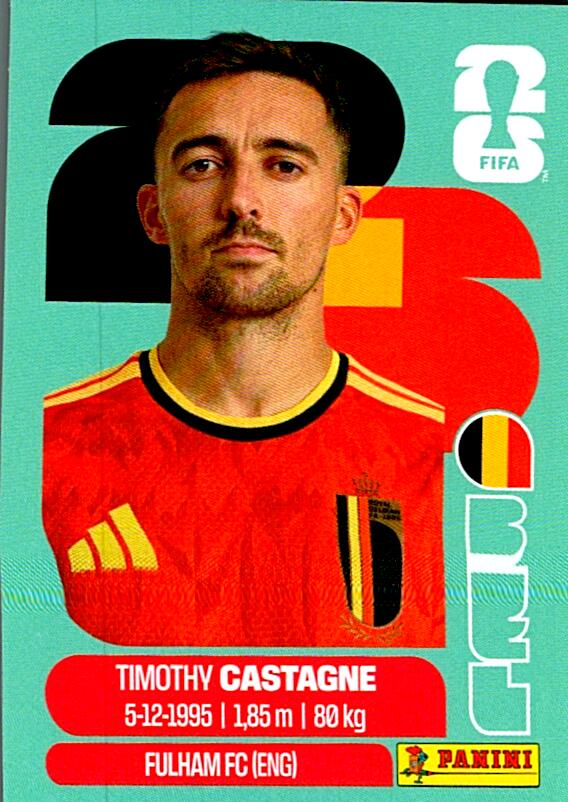 STICKERS FIFA WORLD CUP 2026 TIMOTHY CASTAGNE NºBEL 4