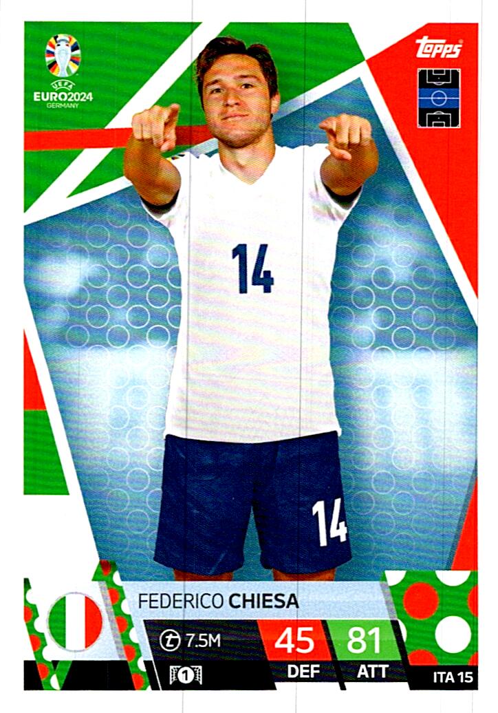 TOPPS MATCH ATTAX UEFA EURO 2024 FEDERICO CHIESA ITALIA NºITA15