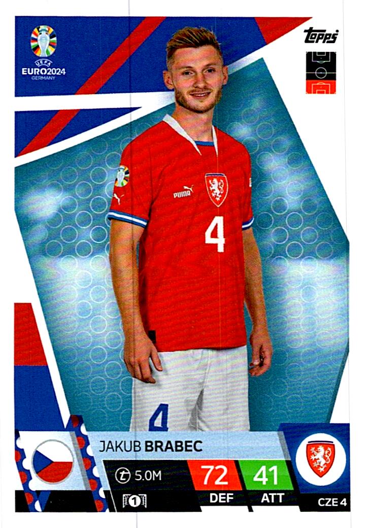 TOPPS MATCH ATTAX UEFA EURO 2024 JAKUB BRABEC REPUBLICA CHECA NºCZE4