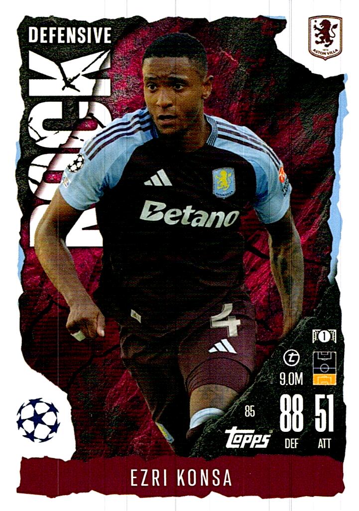 Match Attax Extra 2025 Ezri Konsa Defensive Rock nº85