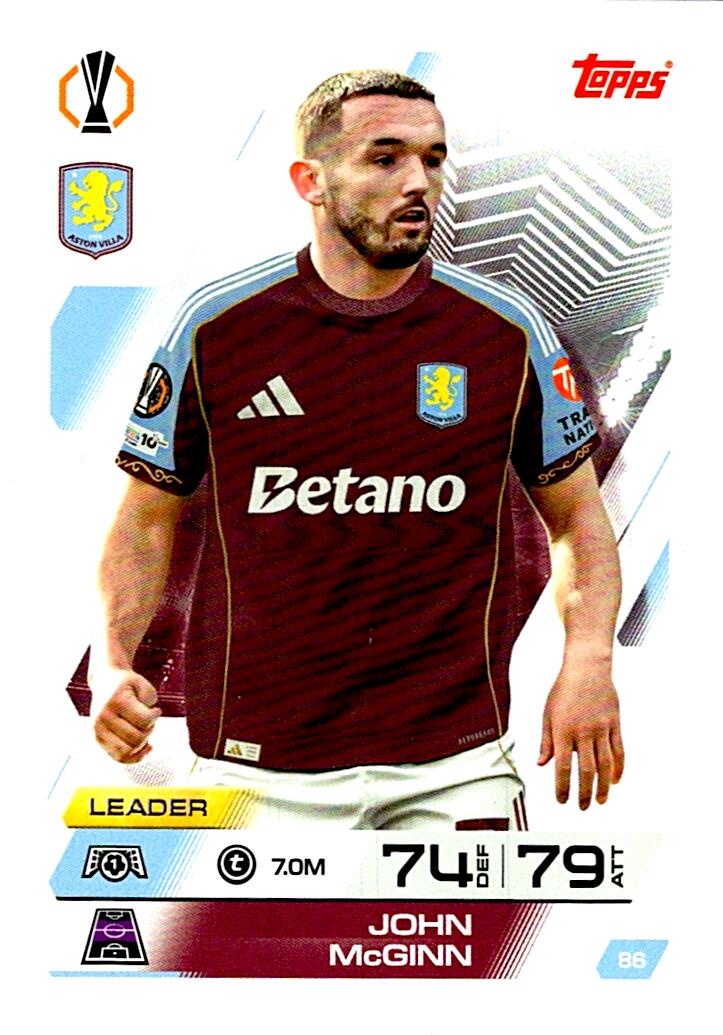 MATCH ATTAX CHAMPIONS LEAGUE 2025/2026 JOHN McGINN Nº86