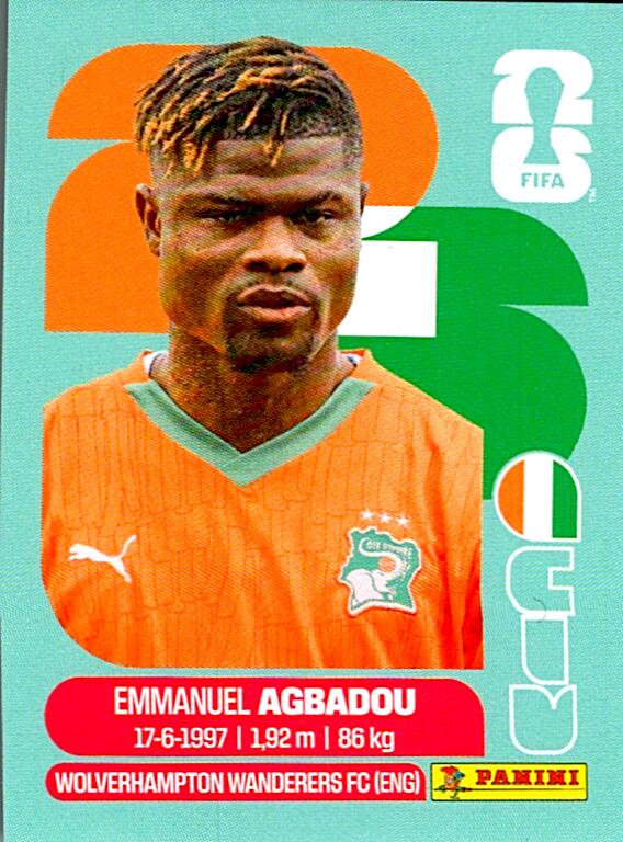 STICKERS FIFA WORLD CUP 2026 EMMANUEL AGBADOU NºCIV 8