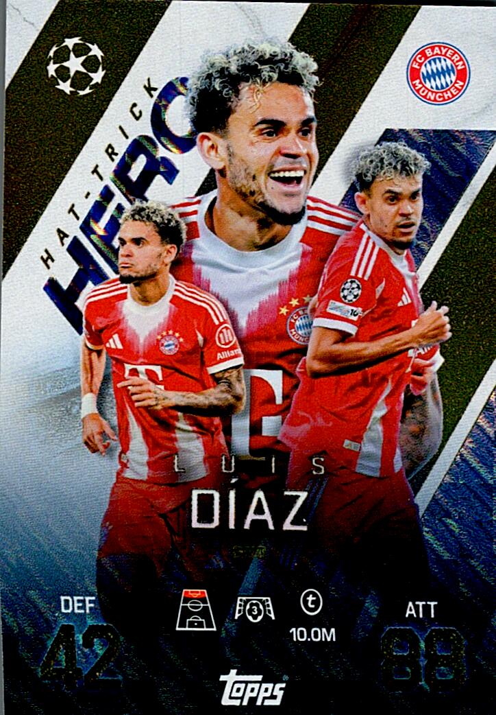 TOPPS MATCH ATTAX EXTRA 2025/26 LUIS DIAZ HAT-TRICK HERO Nº258