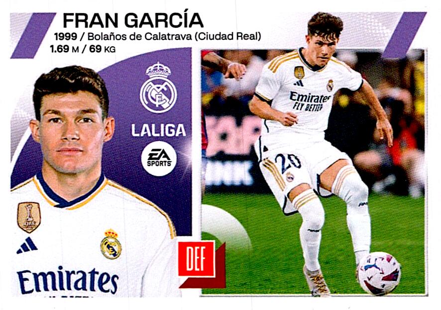 LIGA ESTE 2023/24 FRAN GARCIA REAL MADRID Nº6 BIS  COLOCA SEGUNDA EDICION