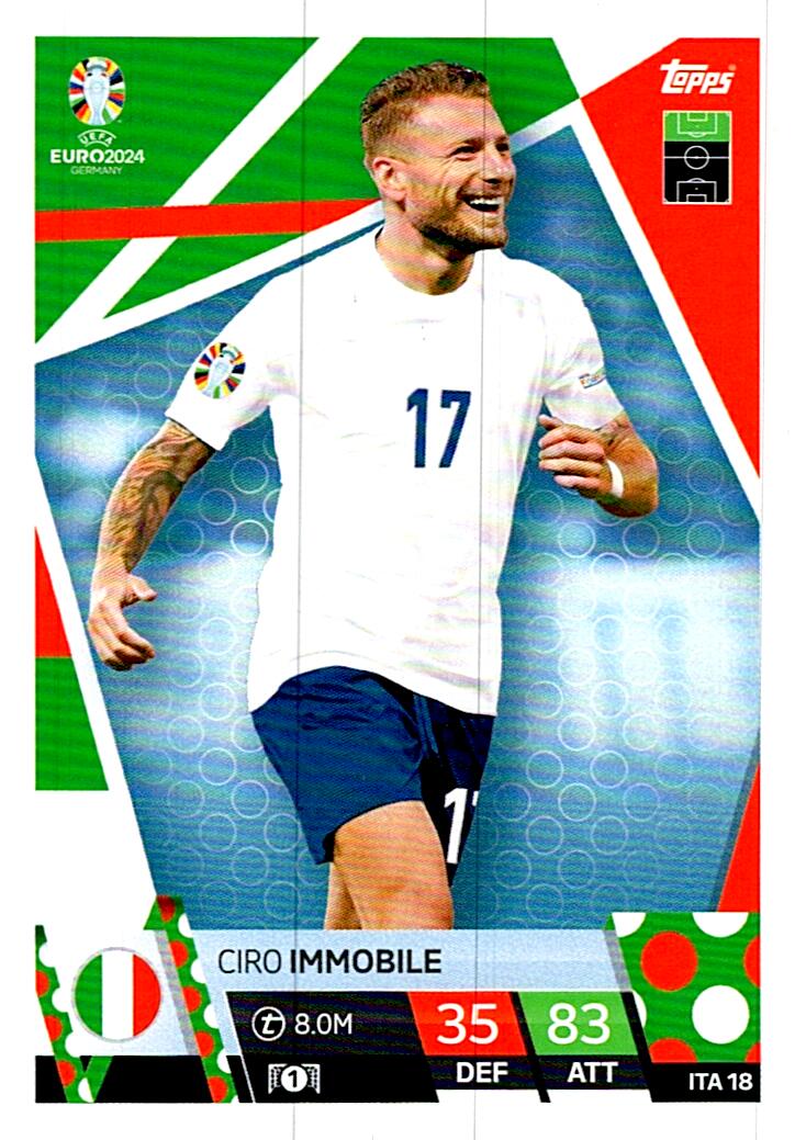 TOPPS MATCH ATTAX UEFA EURO 2024 CIRO IMMOBILE ITALIA NºITA18