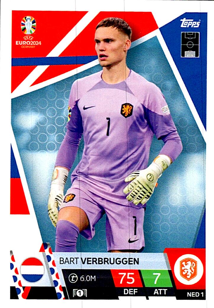 TOPPS MATCH ATTAX UEFA EURO 2024 BART VERBRUGGEN HOLANDA NºNED1