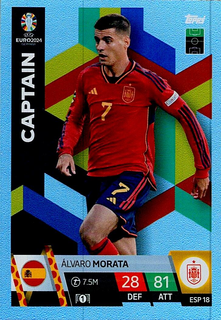 TOPPS MATCH ATTAX UEFA EURO 2024 ALVARO MORATA ESPAÑA NºESP18 CAPTAIN