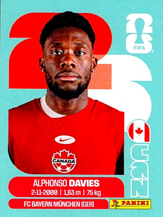 STICKERS FIFA WORLD CUP 2026 ALPHONSO DAVIES NºCAN 3