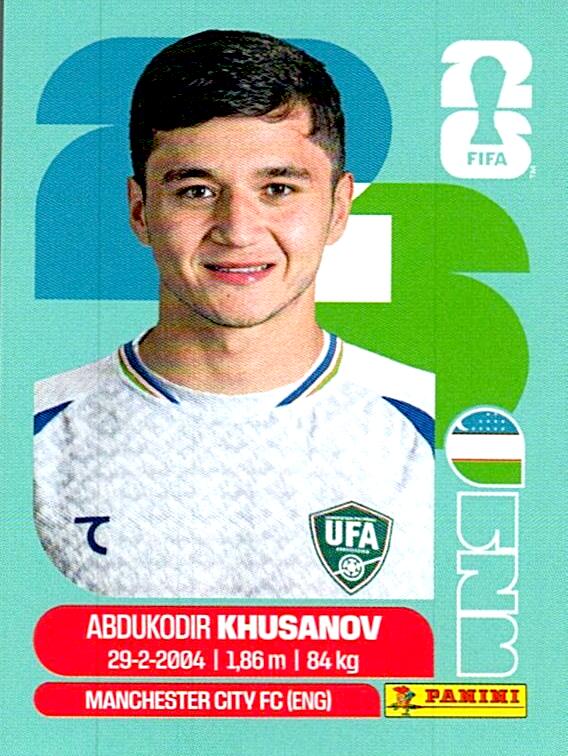 STICKERS FIFA WORLD CUP 2026 ABDUKODIR KHUSANOV NºUZB 9