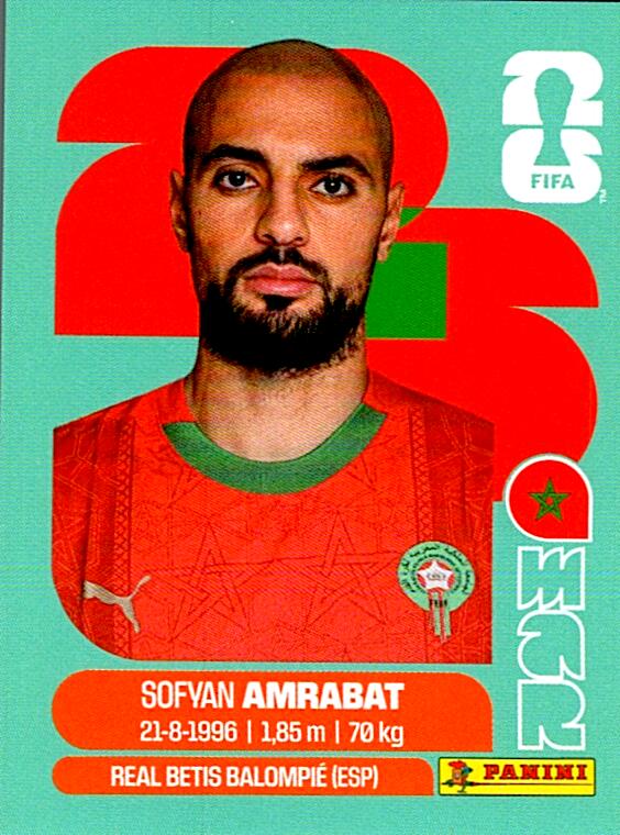 STICKERS FIFA WORLD CUP 2026 SOFIAN AMRABAT NºMAR 10