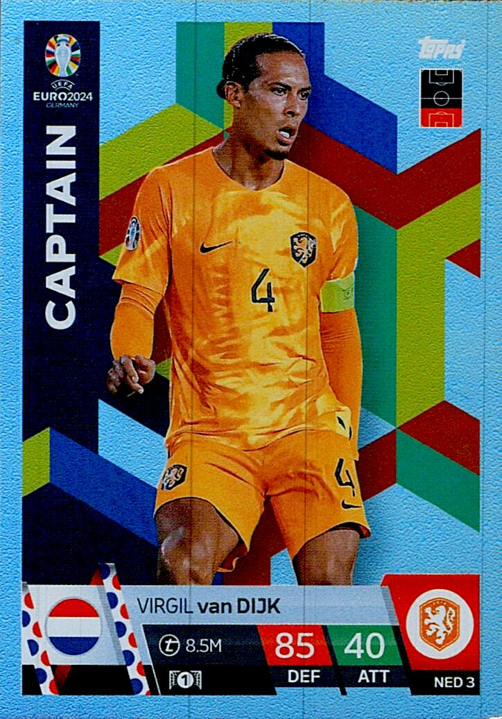 TOPPS MATCH ATTAX UEFA EURO 2024 VIRGIL VAN DIJK HOLANDA NºNED3 CAPTAIN