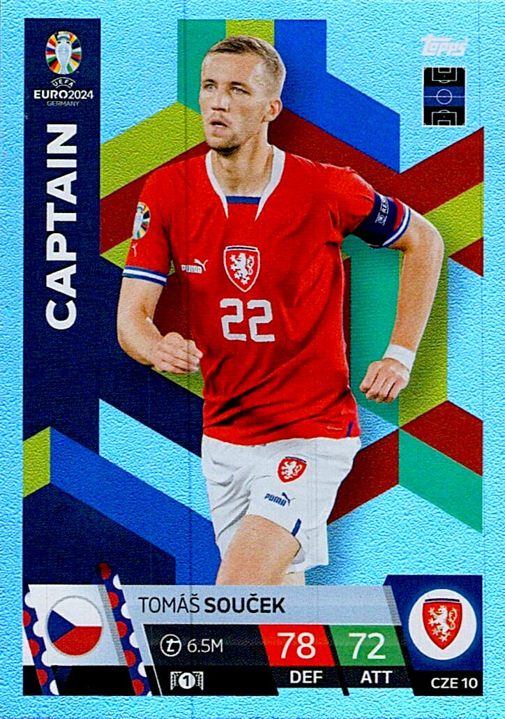 TOPPS MATCH ATTAX UEFA EURO 2024 TOMAS SOUCEK REPUBLICA CHECA NºCZE10 CAPTAIN