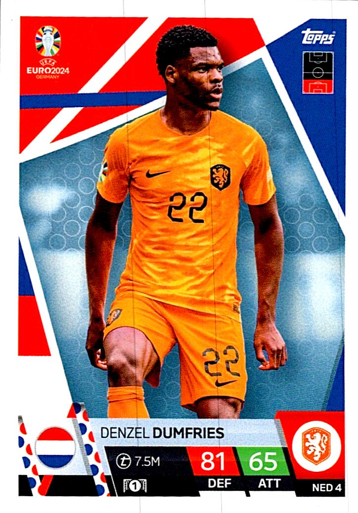 TOPPS MATCH ATTAX UEFA EURO 2024 DENZEL DUMFRIES HOLANDA NºNED4
