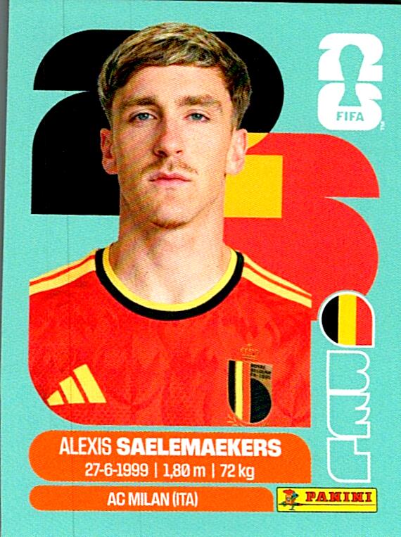 STICKERS FIFA WORLD CUP 2026 ALEXIS SAELEMAEKERS NºBEL 12