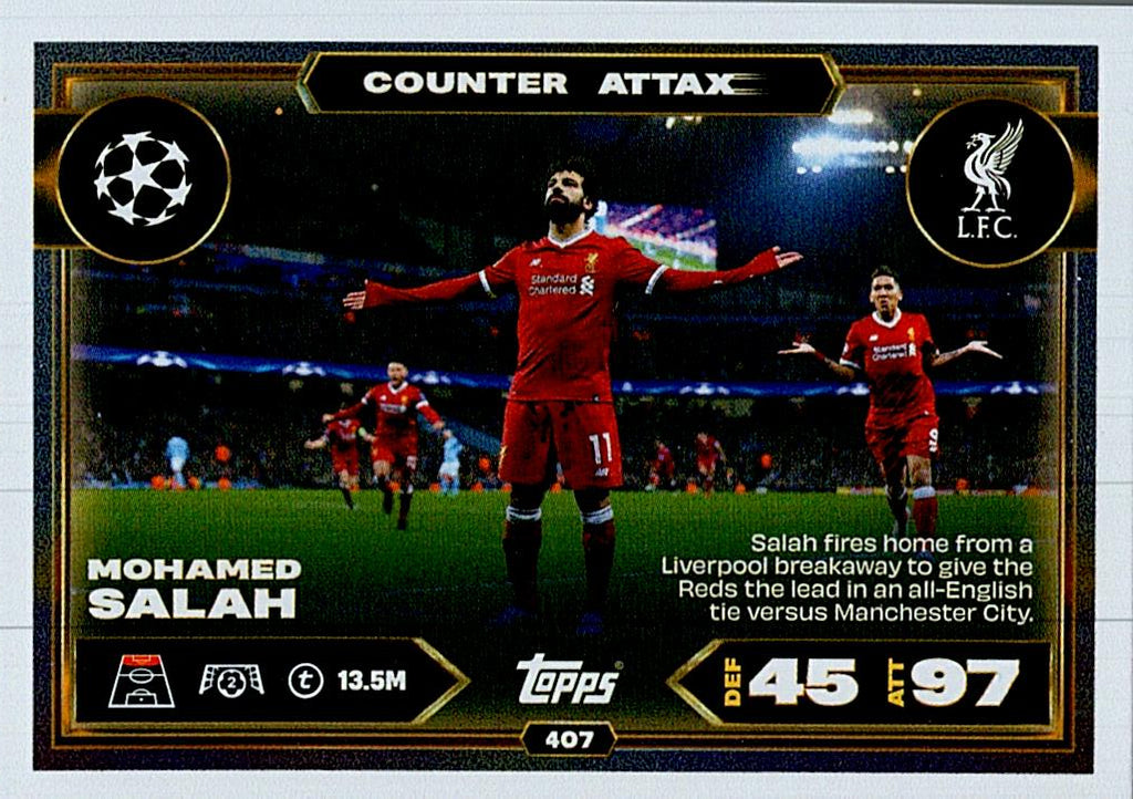 MATCH ATTAX CHAMPIONS LEAGUE 2025/2026 MOHAMED SALAH COUNTER ATTAX Nº407