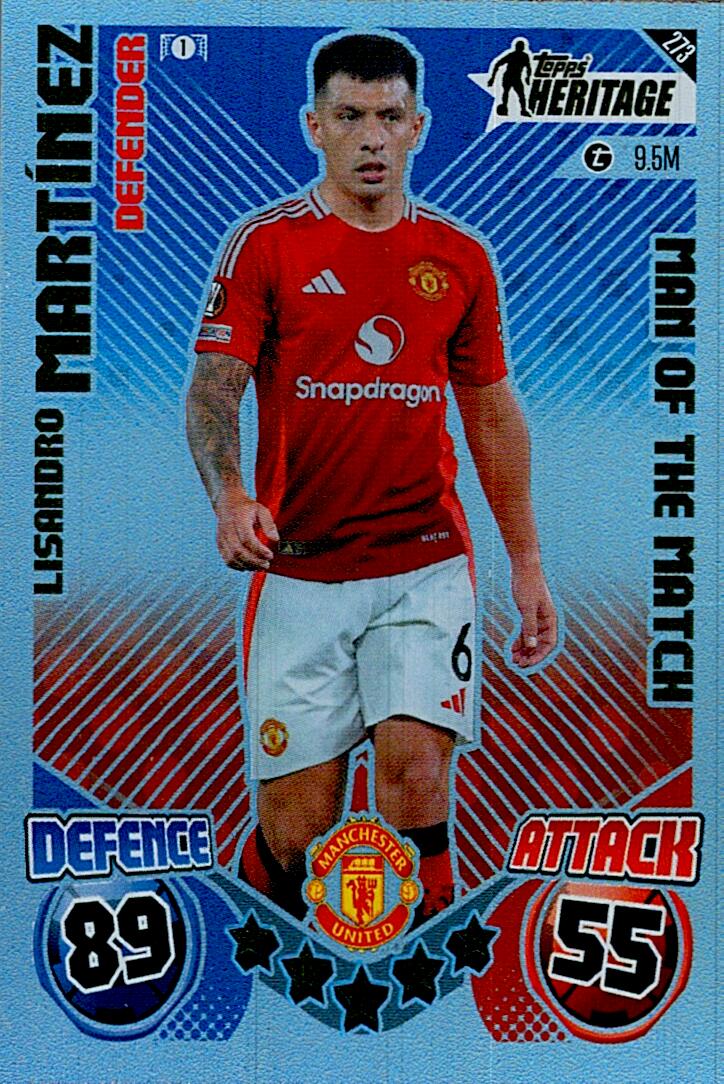 Match Attax Extra 2025 Lisandro Martínez Topps Heritage nº273