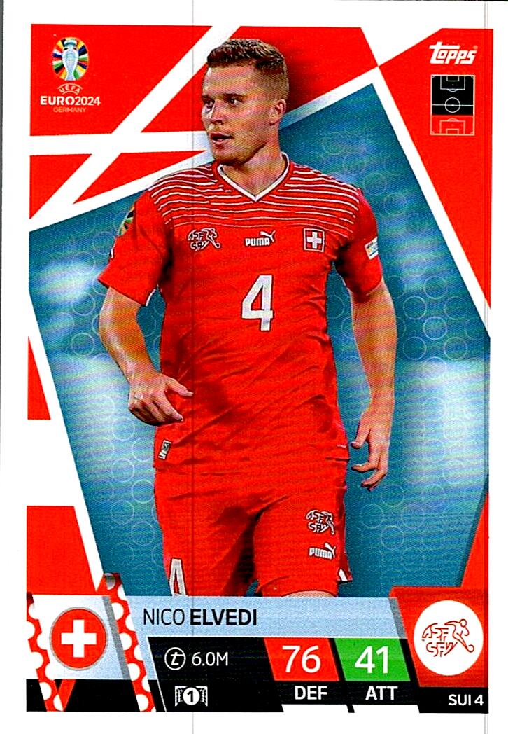 TOPPS MATCH ATTAX UEFA EURO 2024 NICO ELVEDI SUIZA NºSUI4