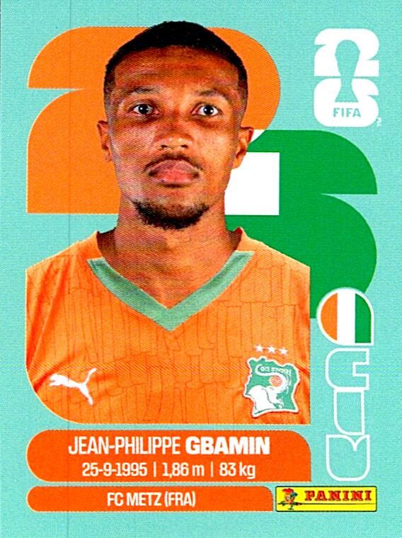 STICKERS FIFA WORLD CUP 2026 JEAN-PHILIPPE GBAMIN NºCIV 14