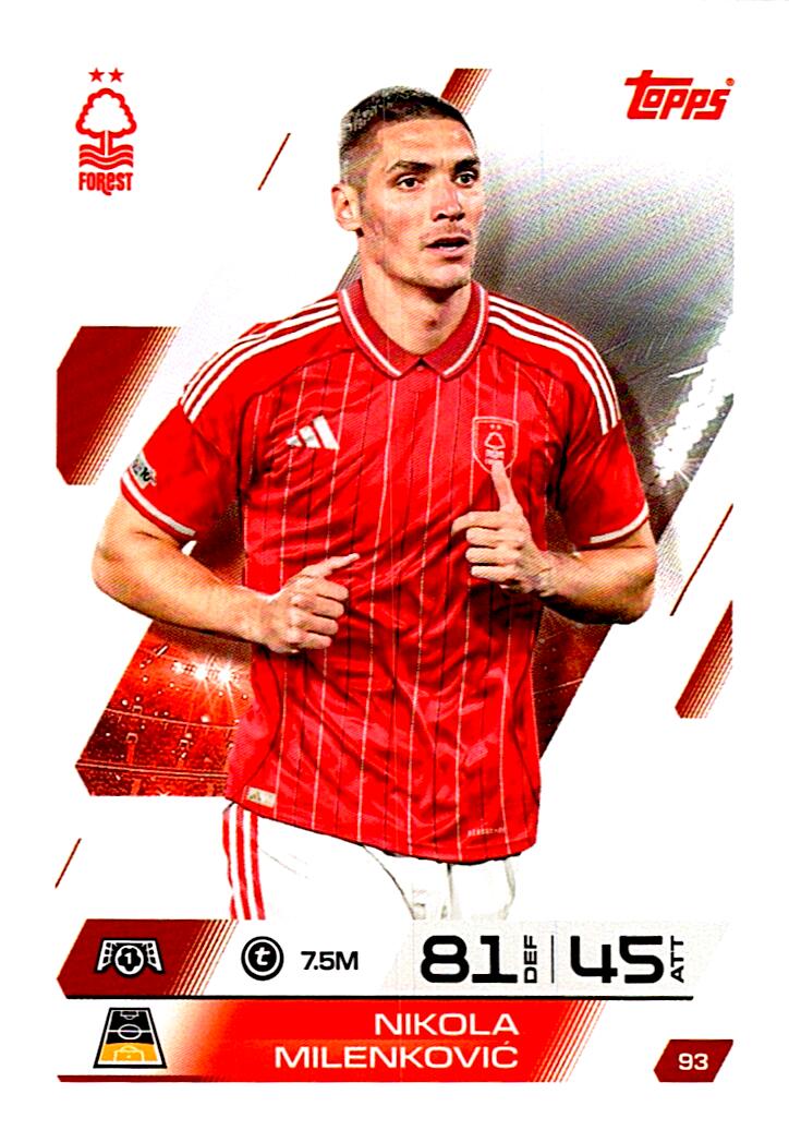 MATCH ATTAX CHAMPIONS LEAGUE 2025/2026 NIKOLA MILENKOVIC Nº93