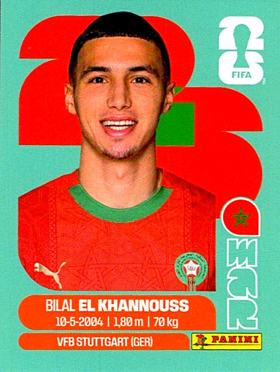 STICKERS FIFA WORLD CUP 2026 BILAL EL KHANNOUSS NºMAR 14