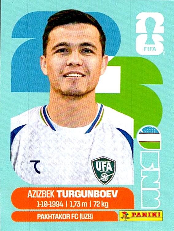 STICKERS FIFA WORLD CUP 2026 AZIZBEK TURGUNBOEV NºUZB 14