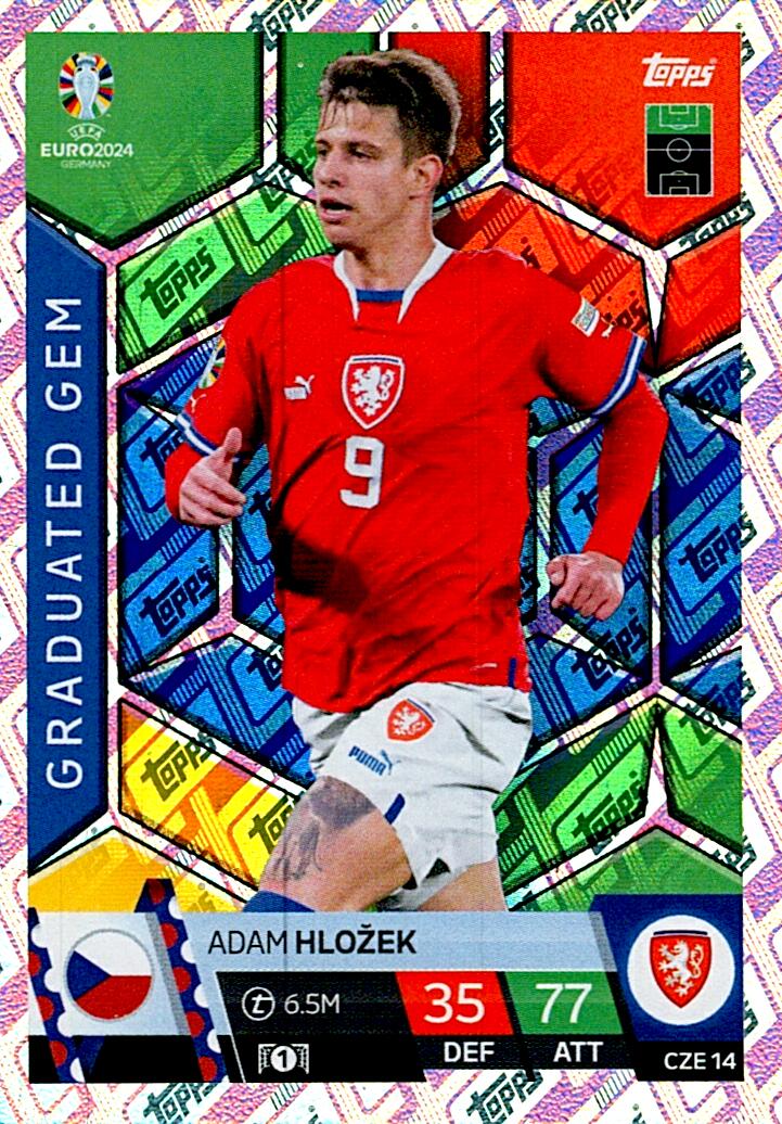 TOPPS MATCH ATTAX UEFA EURO 2024 ADAM HLOZEK REPUBLICA CHECA NºCZE14 GRADUATED GEM
