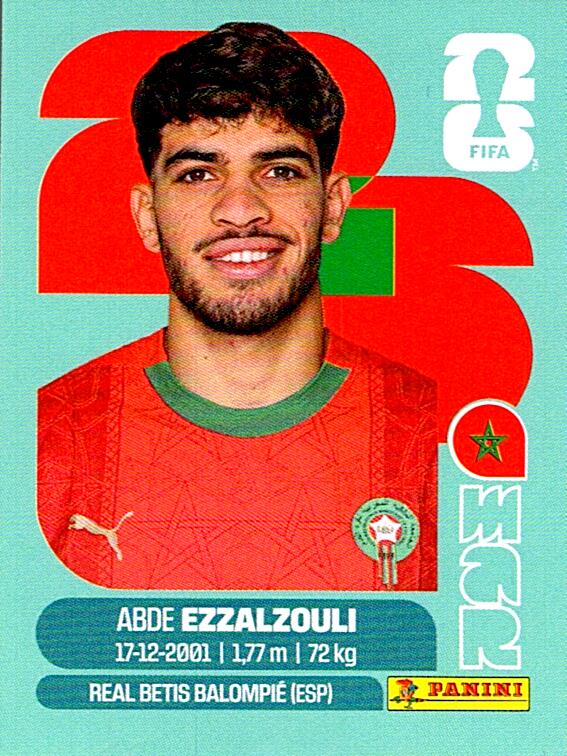 STICKERS FIFA WORLD CUP 2026 ABDE EZZALZOULI NºMAR 17