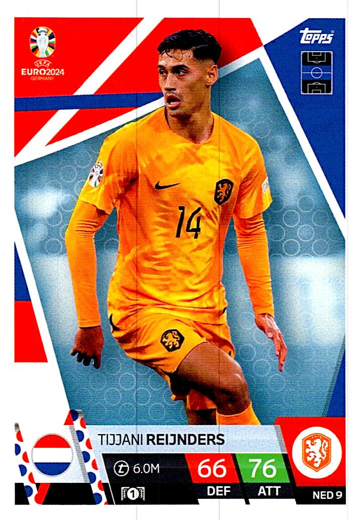 TOPPS MATCH ATTAX UEFA EURO 2024 TIJJANI REIJNDERS HOLANDA NºNED9
