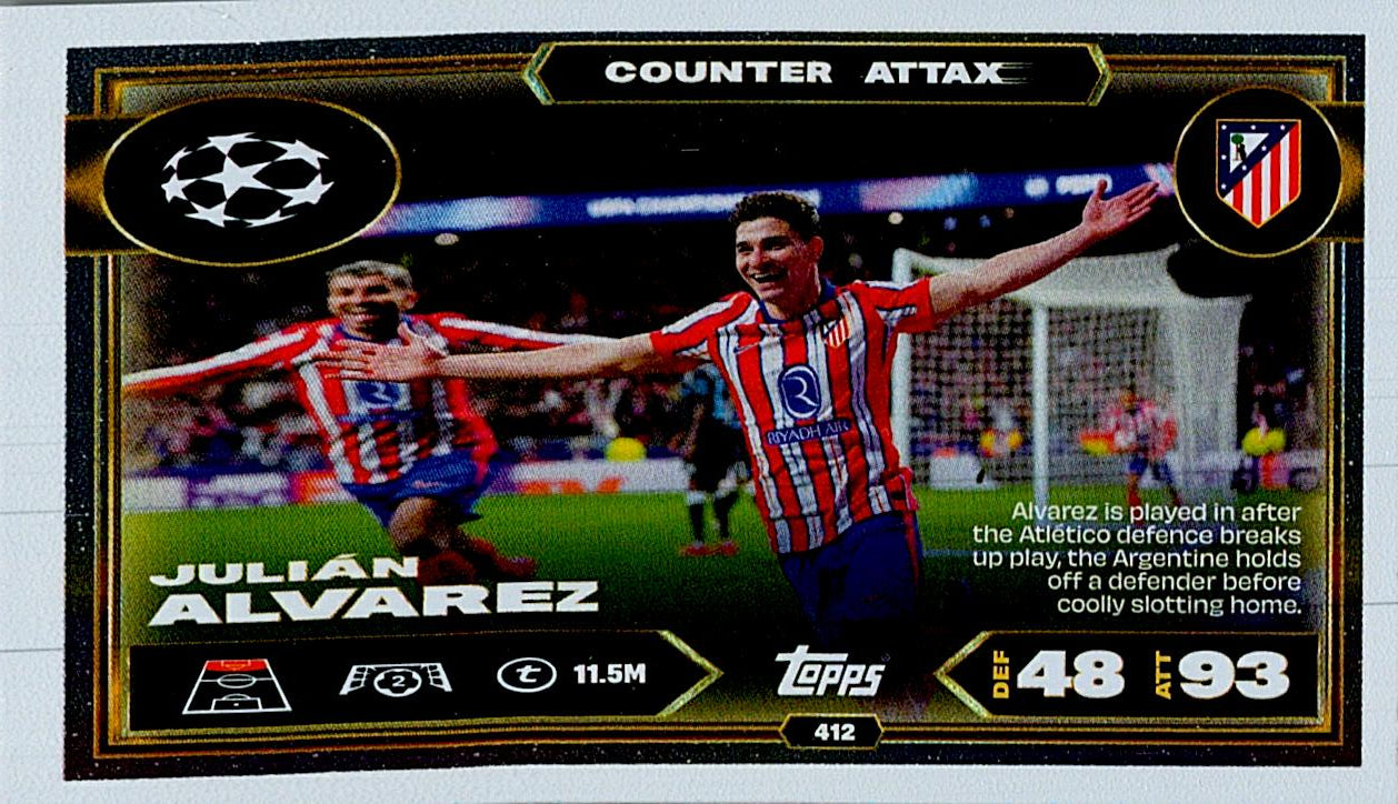 MATCH ATTAX CHAMPIONS LEAGUE 2025/2026 JULIAN ALVAREZ COUNTER ATTAX Nº412