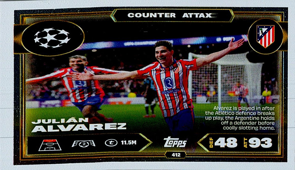 MATCH ATTAX CHAMPIONS LEAGUE 2025/2026 JULIAN ALVAREZ COUNTER ATTAX Nº412