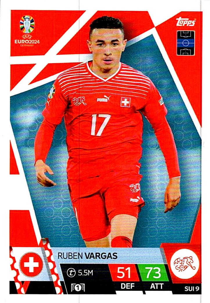 TOPPS MATCH ATTAX UEFA EURO 2024 RUBEN VARGAS SUIZA NºSUI9