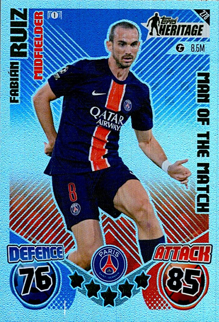 Match Attax Extra 2025 Fabián Ruiz Topps Heritage nº278