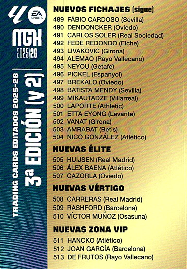 MEGACRACKS 2025/2026 CHECKLIST (2) TERCERA EDICION