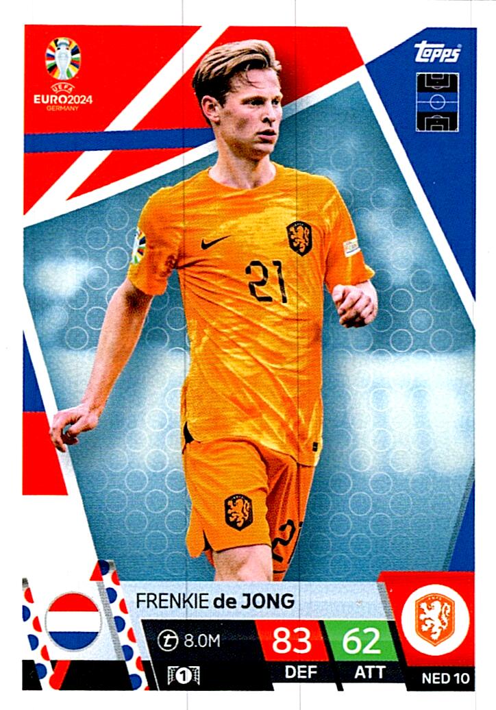 TOPPS MATCH ATTAX UEFA EURO 2024 FRENKIE DE JONG HOLANDA NºNED10