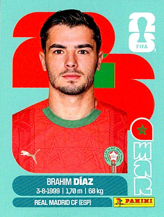 STICKERS FIFA WORLD CUP 2026 BRAHIM DIAZ NºMAR 19